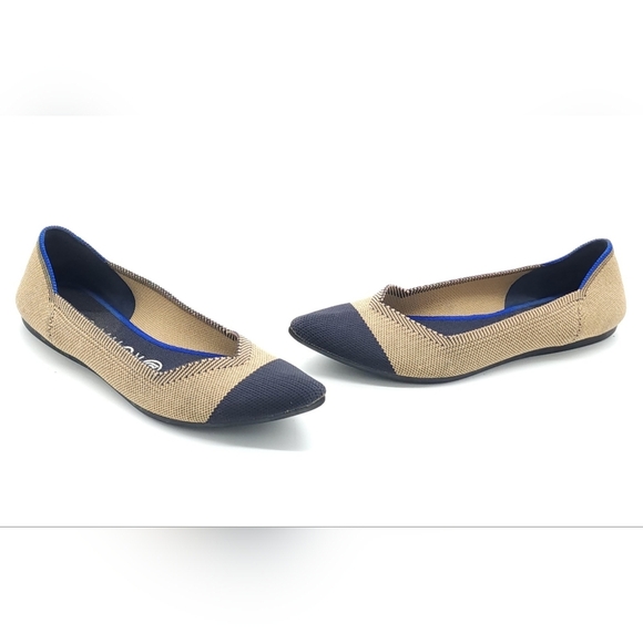 Rothy's THE POINT Pointed Toe Flats Limited Edition DUNE CAP TOE Size 8.5 - Picture 1 of 8